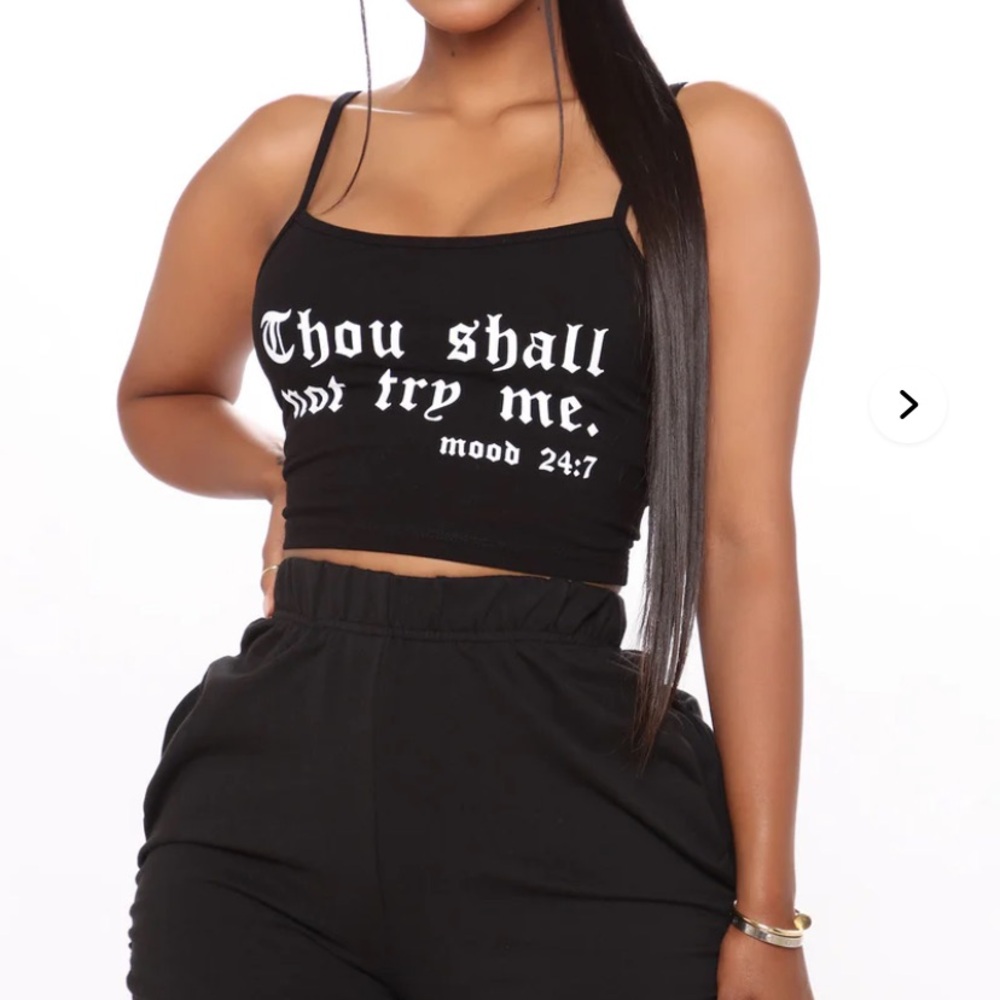 Fashion Nova Black Graphic Crop Top